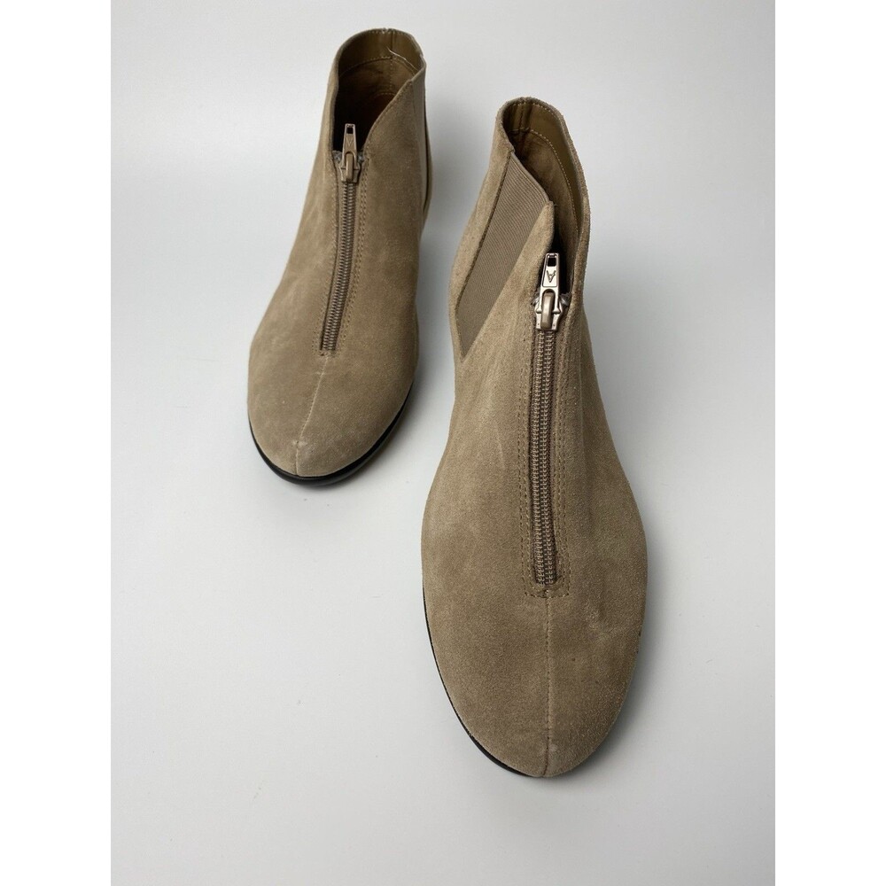 Aerosoles Women’s Beige Zip Up Suede Booties Comfort Cushion Shoes 10.5